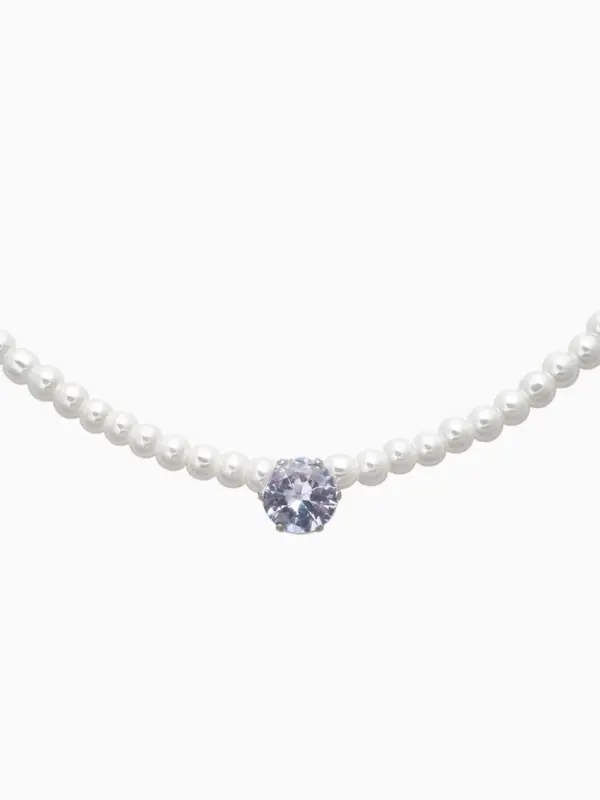 Чокер «Стразик» жемчужные бусины, цвет белый в серебре, 33 см + 5 см доп, цепочка