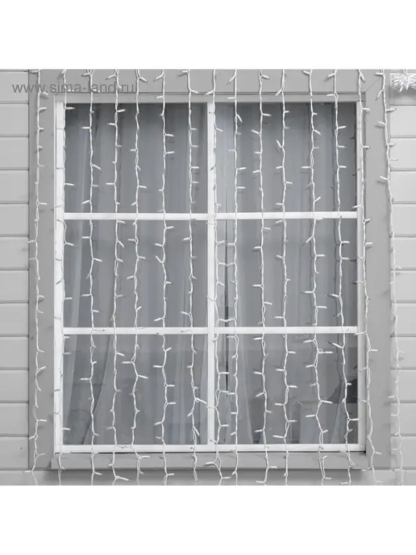 Гирлянда &laquo;Занавес&raquo; 2&times;3 м, IP65, УМС, белая нить каучук, 600 LED, свечение мульти, 220 В