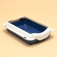 Туалет для кошек, 36&times;26&times;9 см, средний, с бортом, пластик, синий, белый