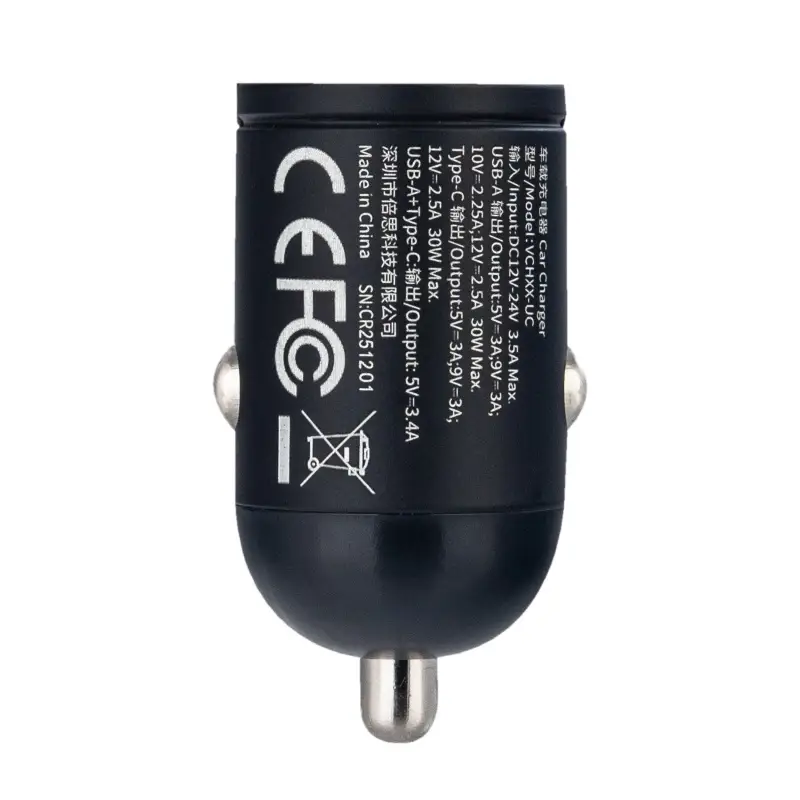 Переходник автомобильного зарядного устройства на USB + Type-C 30W C00035001121-02 Baseus черный