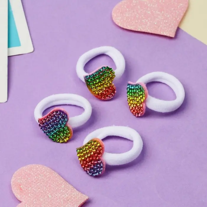 Резинка для волос  Резинка для волос "Лола" (набор 4 шт) сердце, d-2,5 см, белый