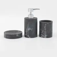 Набор для ванной "Мрамор" 3 предмета (дозатор для мыла, стакан, мыльница), цвет черный