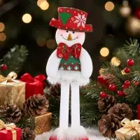 Игрушка мягкая &laquo;Снеговик в костюме с орнаментом, в шляпке&raquo; 9.5&times;30 см, красно-зелёный