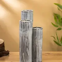 Свеча в бамбуке тройная, 15×13×30 см, 100 мл, серая