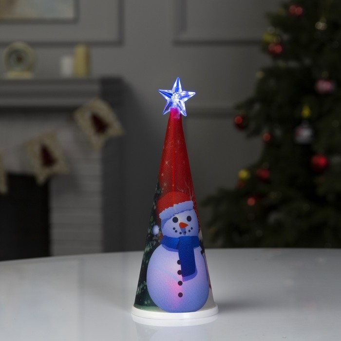 Светодиодная фигура «Ёлка со снеговиком» 7.5 × 21 × 7.5 см, пластик, батарейки CR2032х1 (в комплекте), свечение мульти Светодиодная фигура «Ёлка со снеговиком» 7.5 × 21 × 7.5 см, пластик, батарейки CR2032х1 (в комплекте), свечение мульти