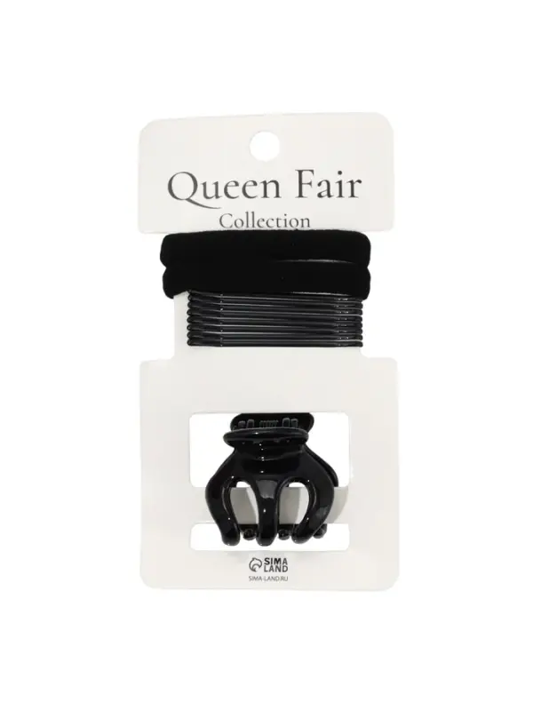Набор для волос QF &laquo;Вивьен&raquo;, 2 резинки 5.5 см, 8 невидимок 5.5 см, краб 3 см, зубья, чёрный
