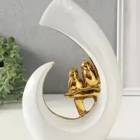 Сувенир керамика "Две птички. Абстракция" белый с золотом 8х20х29 см Сувенир керамика "Две птички. Абстракция" белый с золотом 8х20х29 см