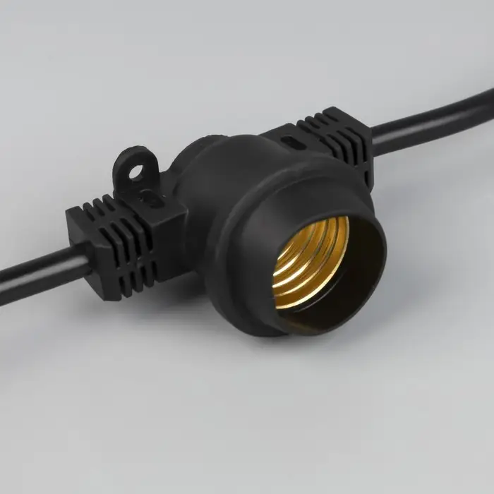 Гирлянда «Белт-лайт» 10 м, IP65, УМС, 2W, тёмная нить, шаг 40 см, Е27 (без ламп), 220 В