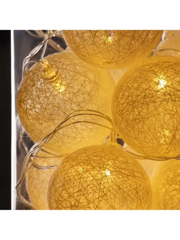 Гирлянда &laquo;Нить&raquo; 5 м с насадками &laquo;Клубки белоснежные&raquo;, IP20, прозрачная нить, 20 LED, свечение тёплое белое, 220 В