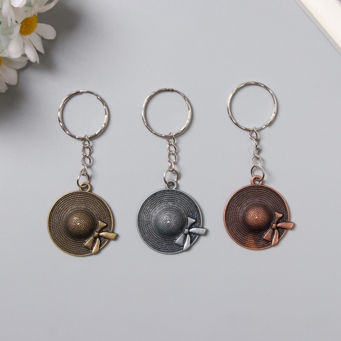 Брелок металл  Брелок металл "Шляпа с бантиком" МИКС 3,5х3,5 см