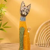 Сувенир «Кошка», 60×14×6 см, дерево, коричневый, МИКС