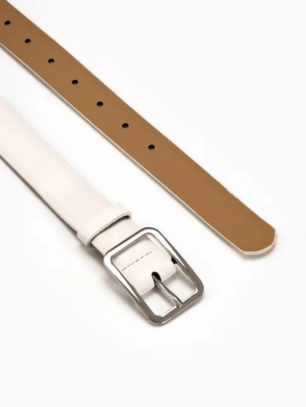 Ремень женский Classic 110&times;3 см, пряжка металл, серебристая, белый