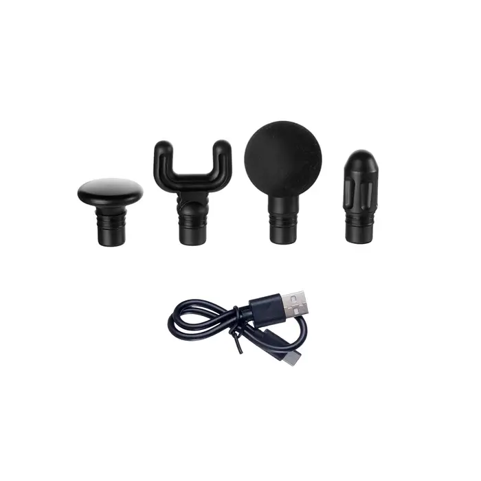 Массажёр для тела Hoco HP50, перкуссионный, 4 режима, 4 насадки, 3200 об/мин, чёрный