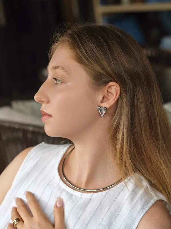 Набор серьги Набор серьги "Сердце" нежность, цвет серебро