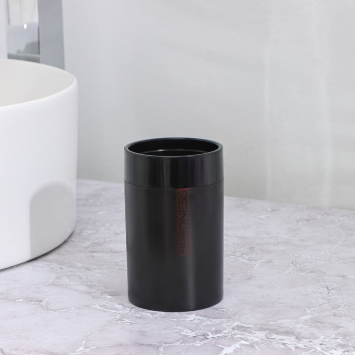 Стакан для зубных щёток, 7×7×11,5 см, цвет чёрный