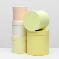 Набор круглых подарочных коробок 5 в 1 UPAK LAND, Солнечный, 23&times;23&times;25 - 15&times;15&times;15 см