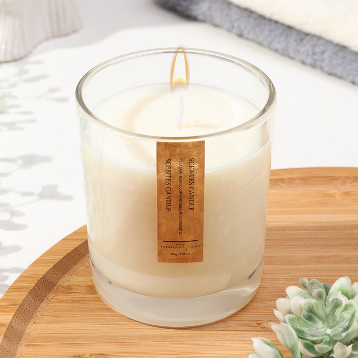 Свеча ароматическая в стакане  Свеча ароматическая в стакане "Bomantic", 200 г, вестин белый чай