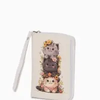 Кошелек дет 07-01-01 Июнь2527 кот, 12*1,5*9 см, 2 отд+отд/молн, д/карт, белый