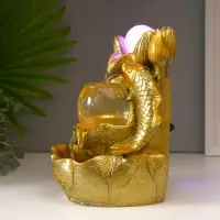 Фонтан настольный с подсветкой &laquo;Золотой карп и лотосы&raquo;, от сети, золото, 26&times;18&times;17 см