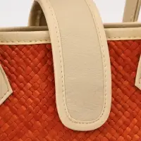 Сумка плетёная на застёжке из пандана, 30&times;10&times;35 см, бежево-оранжевая