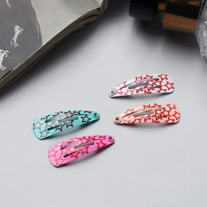 Невидимка для волос  Невидимка для волос "Лира" (набор 10 шт) звёзды объём, 3 см, микс