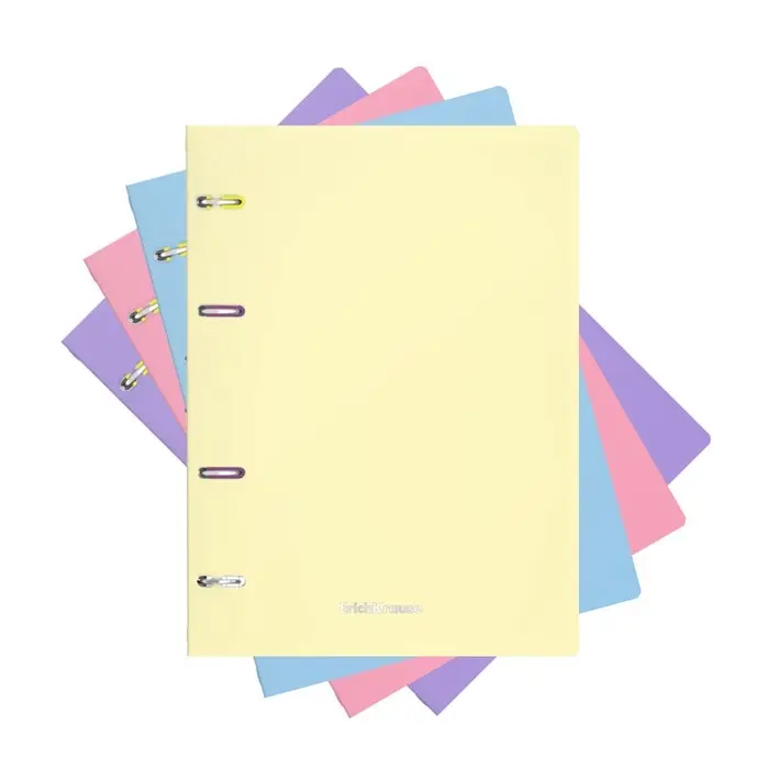 Тетрадь на кольцах ErichKrause. Pastel А5, 80 листов, в клетку, пластиковая обложка, блок офсет, 100% белизна, МИКС