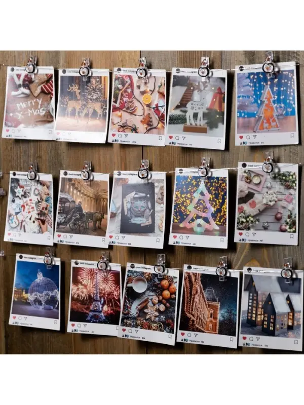 Гирлянда &laquo;Нить&raquo; 2 м роса с насадками &laquo;Прищепки-пингвин&raquo;, IP20, серебристая нить, 20 LED, батарейки ААх2 (не в комплекте), свечение тёплое белое