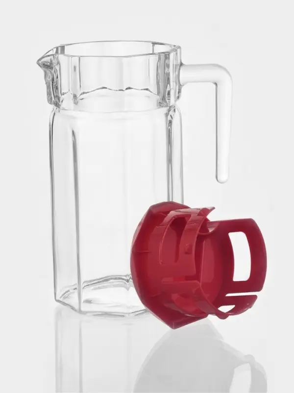 Кувшин Paşabah&ccedil;e Kosem, 1.23 л, красная крышка, стекло, прозрачный