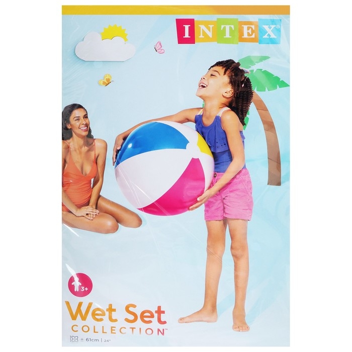 Мяч пляжный «Цветной», d=61 см, от 3 лет, 59030NP INTEX Мяч пляжный «Цветной», d=61 см, от 3 лет, 59030NP INTEX