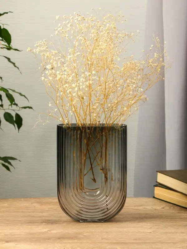 Ваза стекло настольная  Ваза стекло настольная "Айрис" 23,5х17х7 см, серый