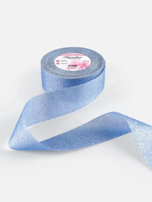 Лента парчовая, 40 мм, 23&plusmn;1 м, синяя №037