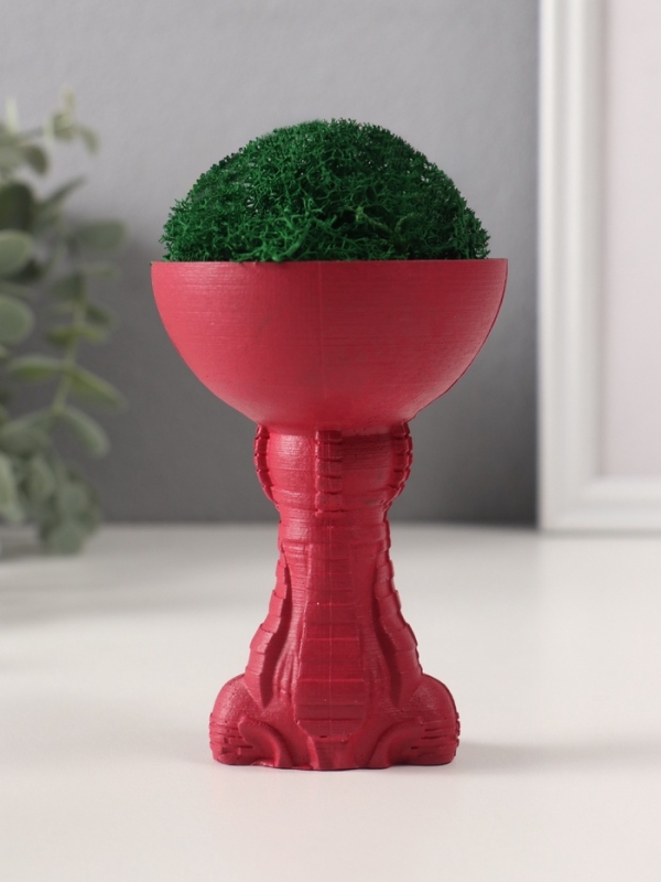 Кашпо бетонное  Кашпо бетонное "Египтянка" высота 10см,диаметр 7см винный со мхом (мох зелен. стабилизир.)