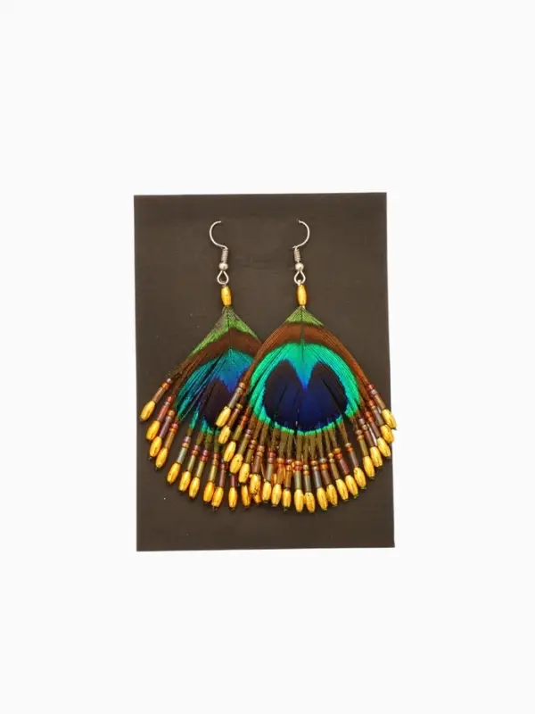 Серьги Серьги "Павлин" 5х8 см, цв. жёлтый