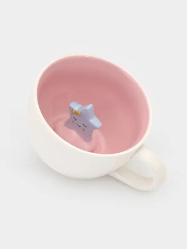 Кружка Доляна &laquo;Звёздочка&raquo;, 475 мл, керамика, с фигуркой, белая, розовая