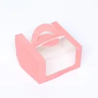 Коробка под бенто-торт с окном, розовый, 14×14×8 см