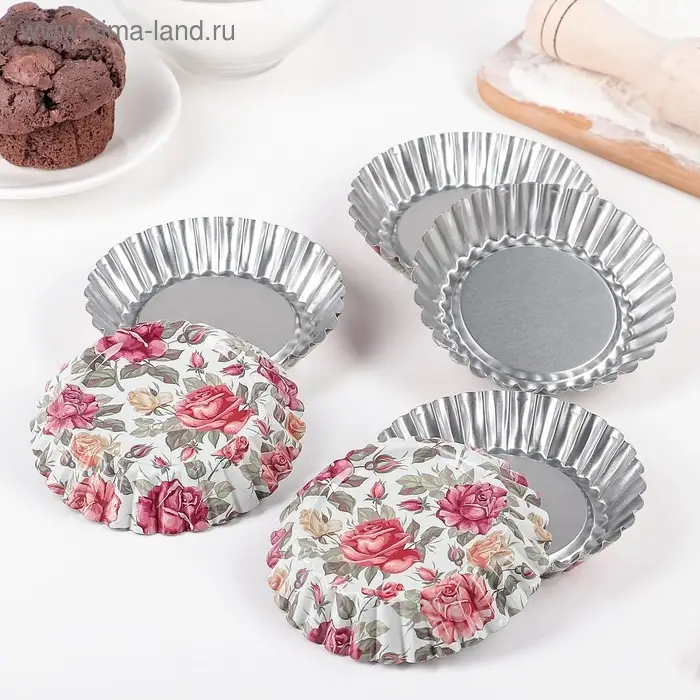Набор форм для выпечки Доляна &laquo;Подсолнух. Розарий&raquo;, 10&times;2.5 см, 6 шт.