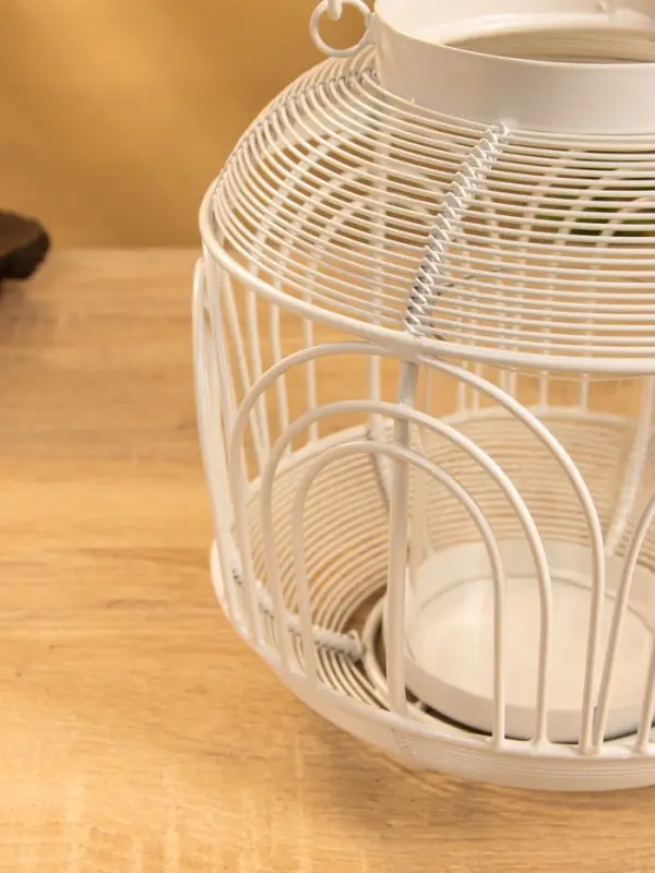 Подсвечник фонарь со стеклянной колбой 19х19х19,5 см, d 8,5 см, металл, цв. Белый