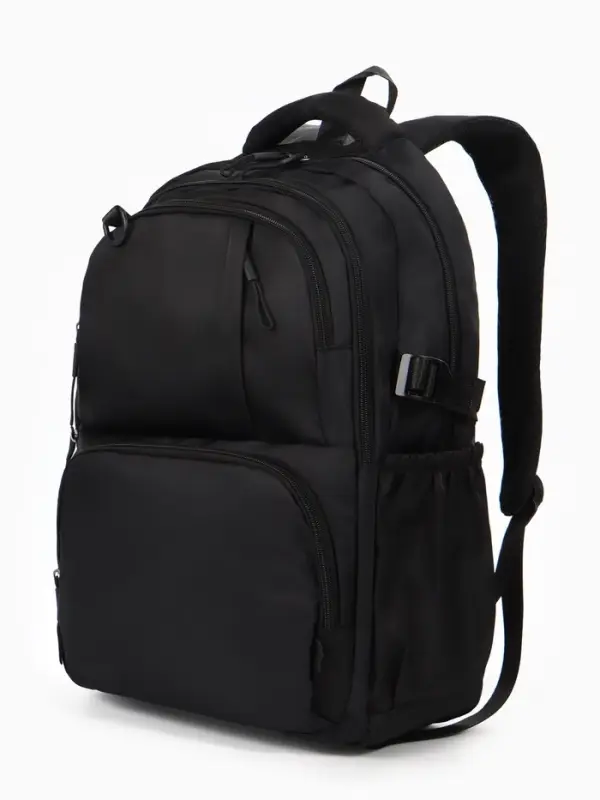 Рюкзак школьный, 33&times;14.5&times;46 см, 2 отделения, 6 карманов, чёрный