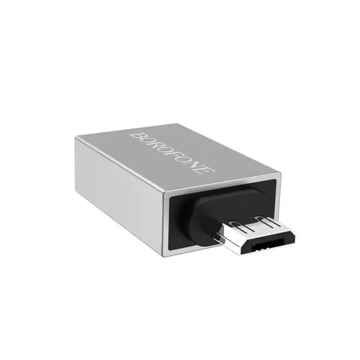Адаптер Borofone BV2, USB - MicroUSB, серебристый Адаптер Borofone BV2, USB - MicroUSB, серебристый
