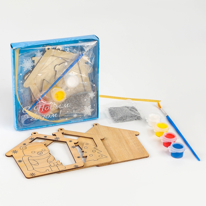 Ёлочная подвеска из дерева своими руками на новый год «Мишка», новогодний набор для творчества Ёлочная подвеска из дерева своими руками на новый год «Мишка», новогодний набор для творчества