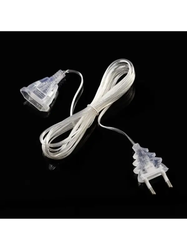 Удлинитель для комнатных гирлянд, 3 м, прозрачная нить, УМС-вилка