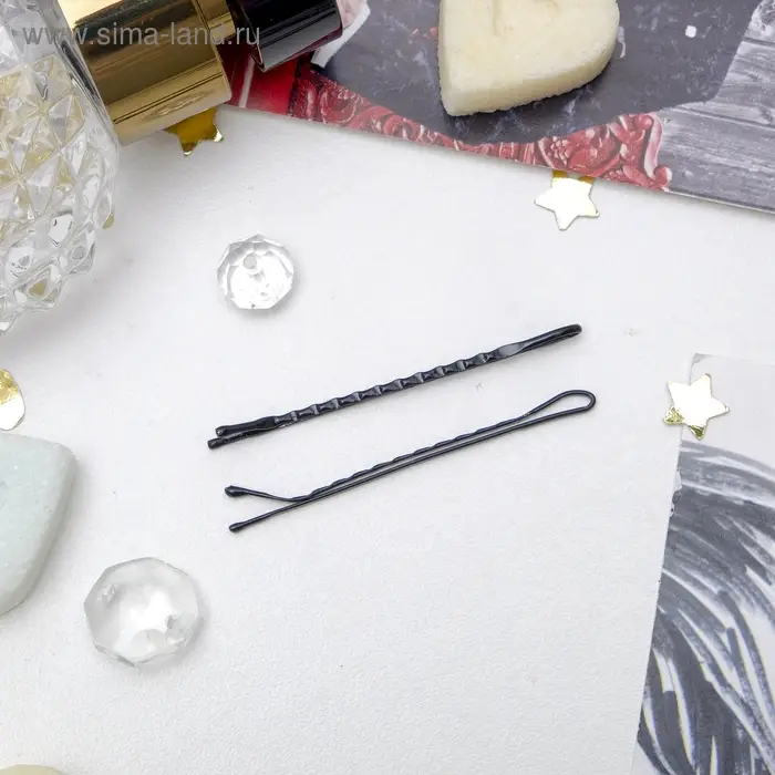 Невидимки для волос «Классика», набор 24 шт. (+-3 шт.), ребристые, 5 см, чёрные