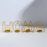 Подсвечник металлический на 4 свечи TAKE IT EASY, Home, 13.5&times;42 см, золото
