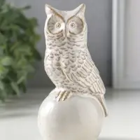 Сувенир керамика "Филин на шаре" беж 6х5,4х11,8 см