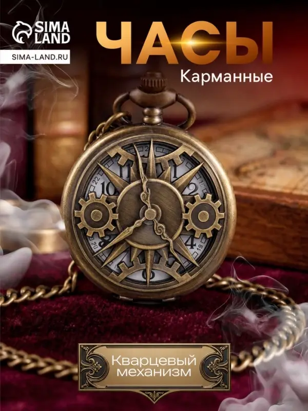 Часы карманные &laquo;Классика&raquo;, кварцевые, цепочка l-40 см, d=4.5 см