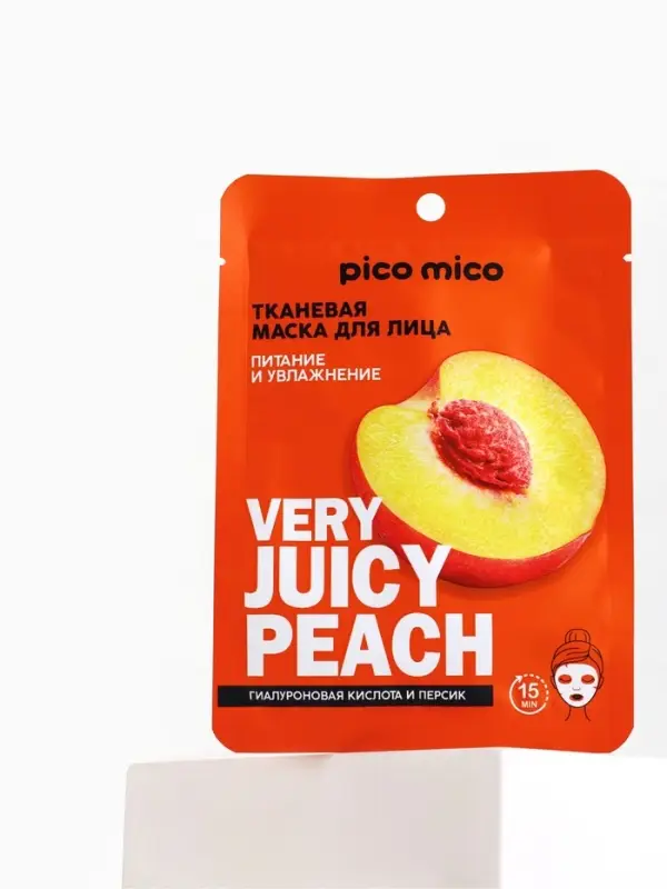 Маска для лица тканевая с гиалуроновой кислотой Very juicy peach, питание и увлажнение, PICO MICO