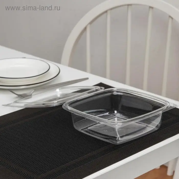 Контейнер одноразовый с неразъёмной крышкой ПР-СК-РГ-А, пластик, 750 мл, 16.8×6 см, прозрачный