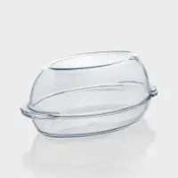 Утятница Paşabah&ccedil;e, 2.6/1.3 л, с крышкой-формой, овальная, жаропрочное стекло, прозрачная