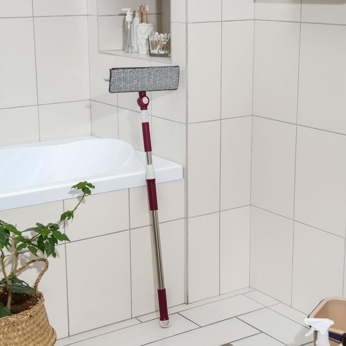 Окномойка с насадкой из микрофибры Доляна, фиксатор, стальная телескопическая ручка, 27×8×86(126) см, цвет МИКС Окномойка с насадкой из микрофибры Доляна, фиксатор, стальная телескопическая ручка, 27×8×86(126) см, цвет МИКС