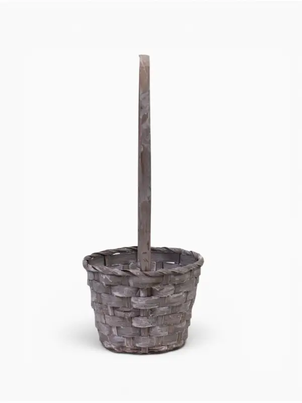 Корзина плетёная, бамбук, d=13xH9.5/28 см, серый